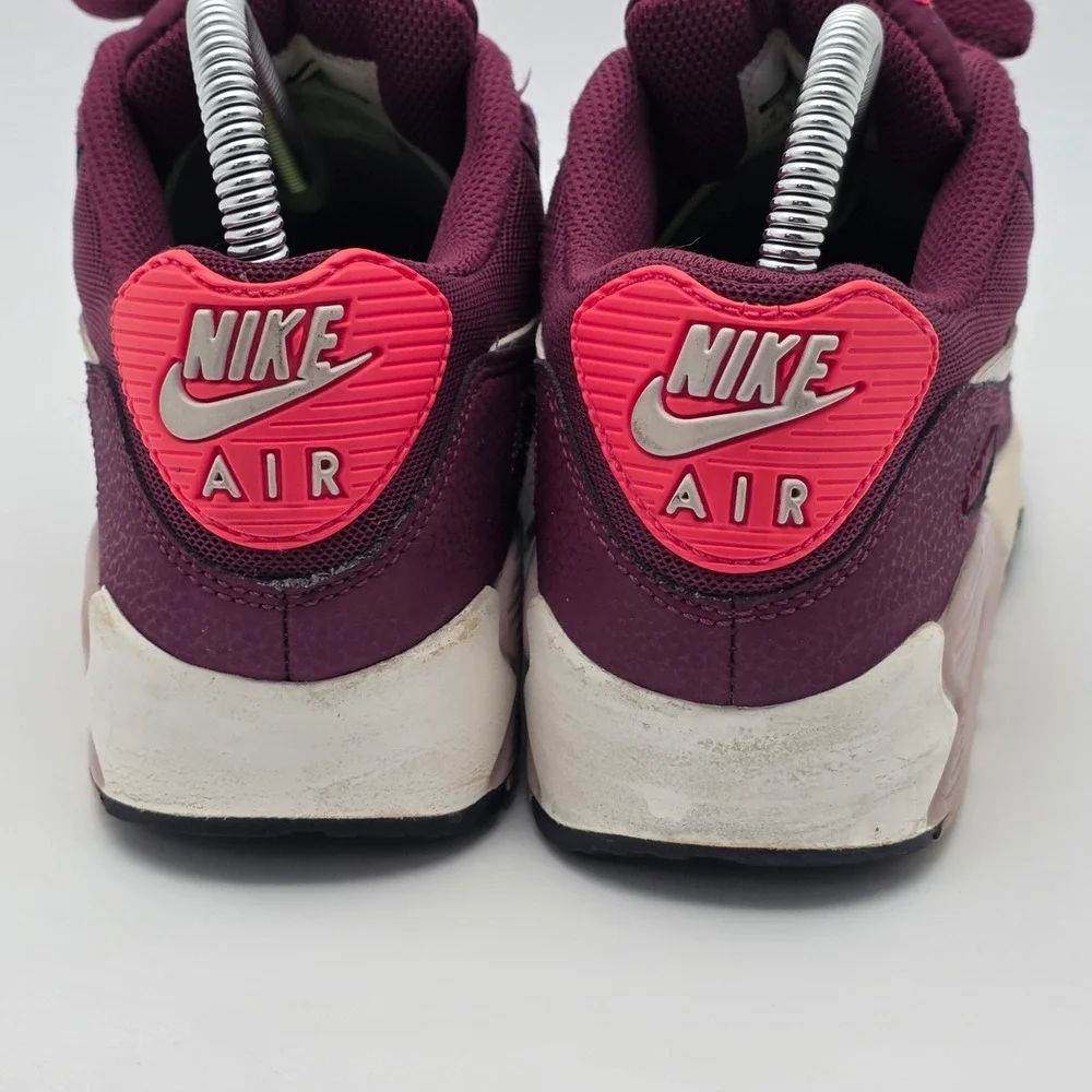 Nike Air Max 90 Womens 6.5 Burgundy Pink Retro Running Shoes‎ Sneakers 90s Style